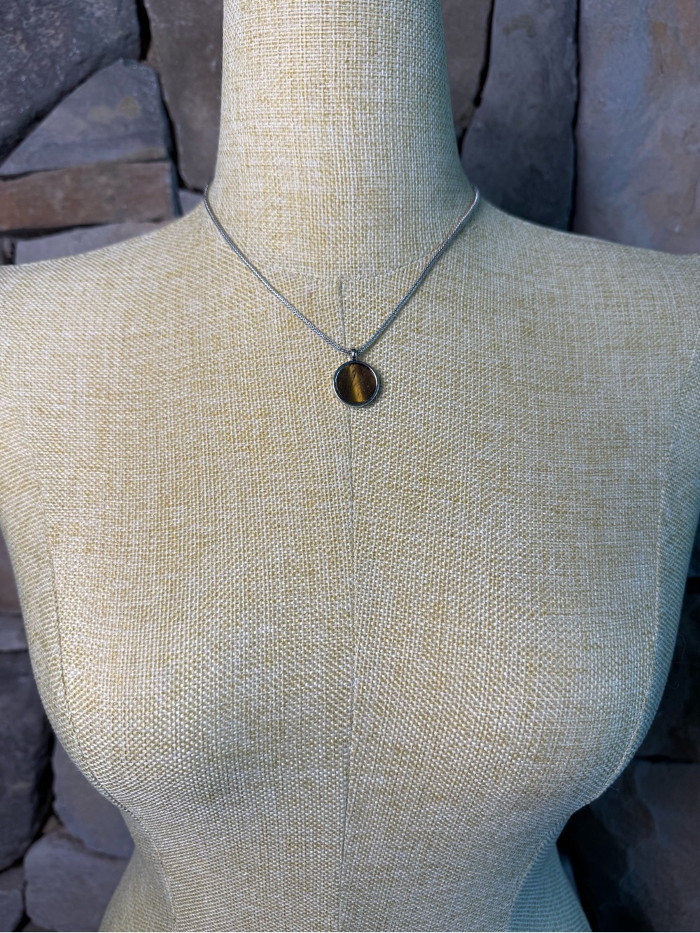 New🌟Free People -Sterling Silver Necklace with Brown Tiger Eye Pendant